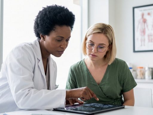 Vrouw in gesprek met een arts tijdens een medisch consult